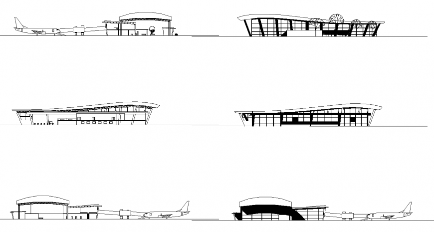 Commercial building detail elevation and section plan autocad file