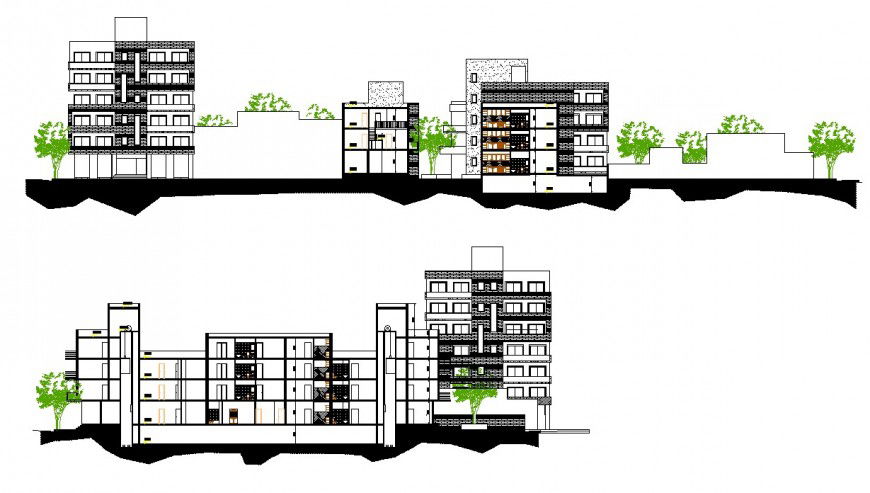 Commercial building detail elevation autocad file