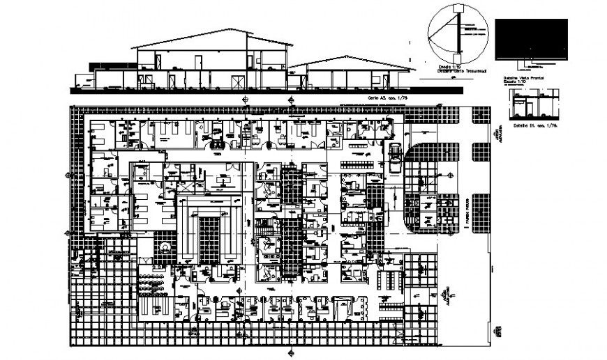 Commercial building drawings details plan and section dwg file