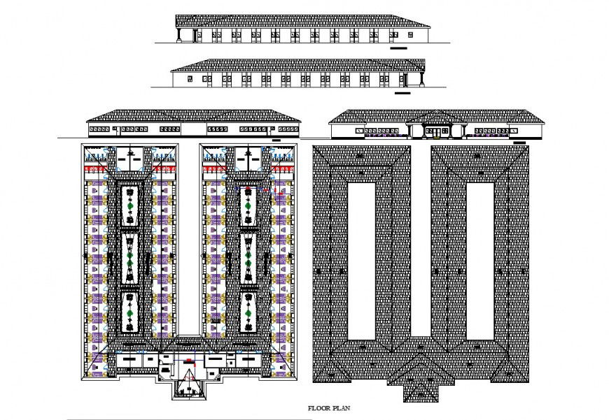 Commercial building floor plan detail elevation autocad file