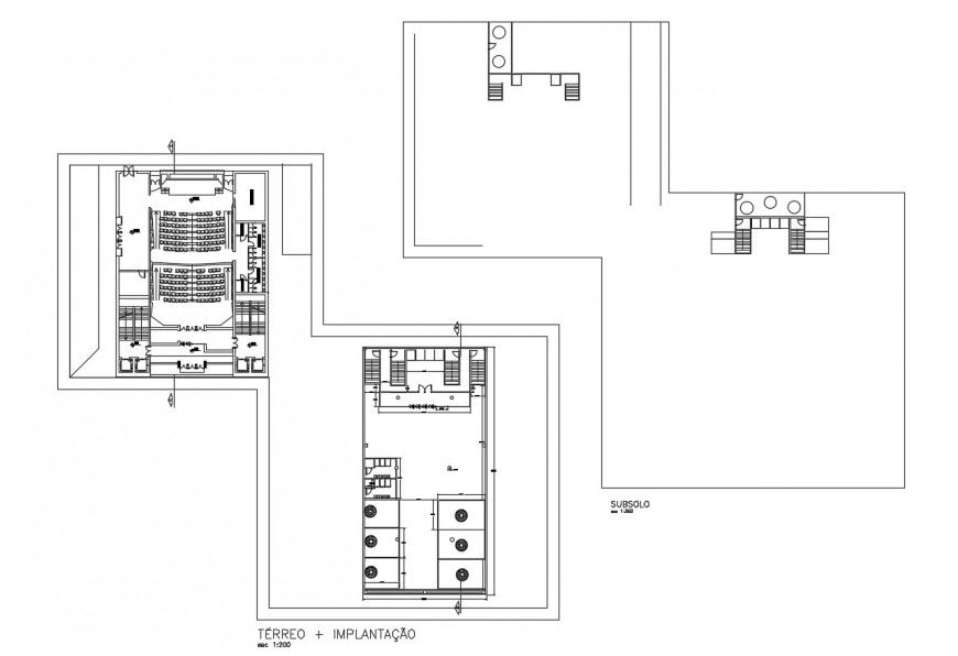Commercial building floor plan with terrace in auto cad file