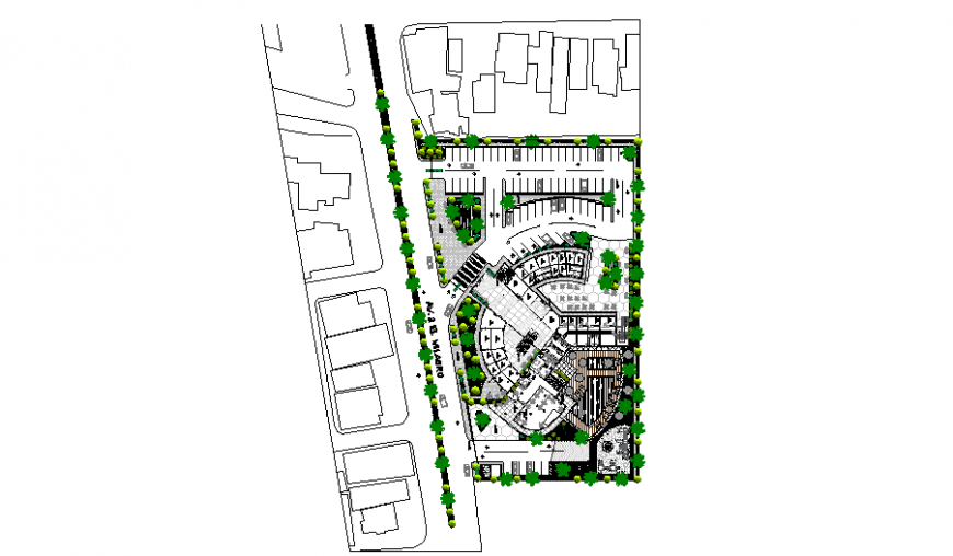 Commercial building in business hub plan autocad file