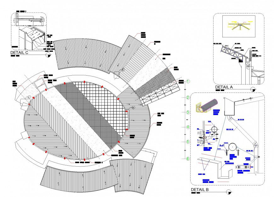 Commercial building layout in steel framing section detail dwg file