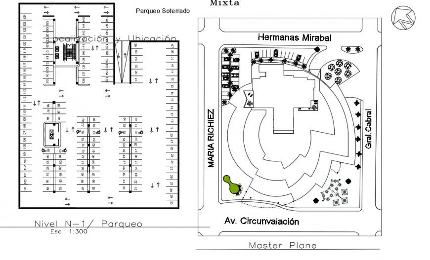 Commercial building plan and parking space detail 2d view CAD block autocad file