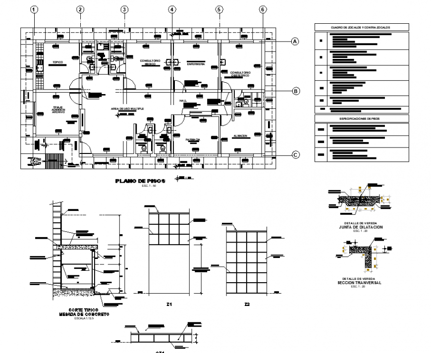 Commercial building plan and tank section detail layout detail