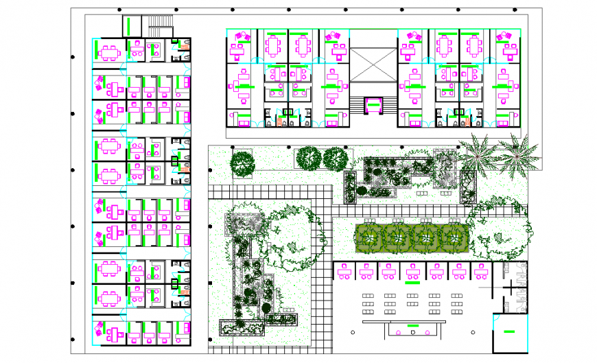 Commercial Building Plan Detail & Garden view also include detail