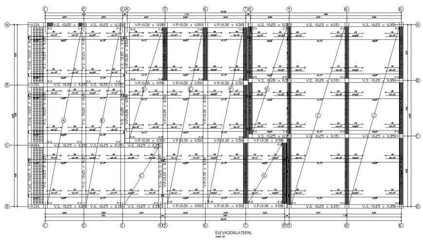 Commercial building plan with structure details in dwg file.
