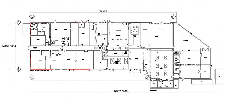 Commercial building refurbishment distribution plan cad drawing details dwg file