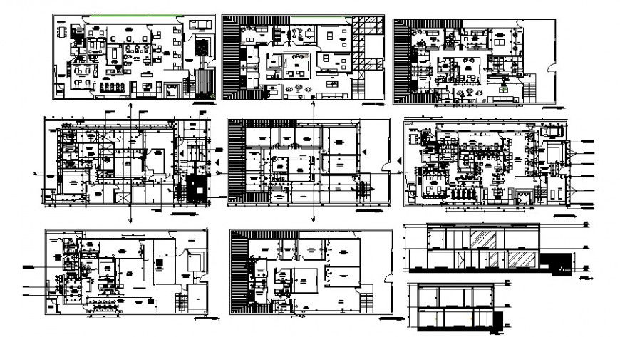 Commercial building section and floor plan cad drawing details dwg file