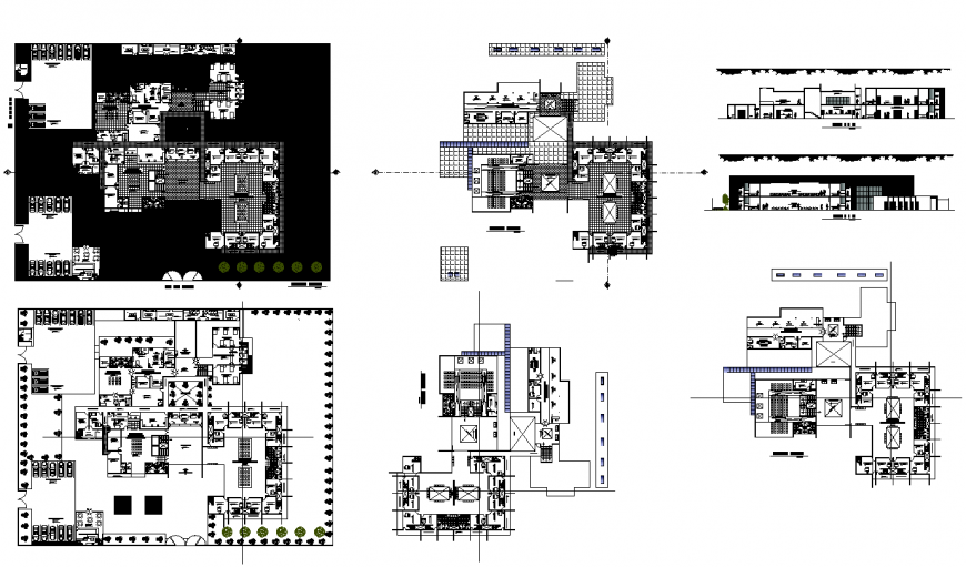Commercial building section and plan 2d view layout file