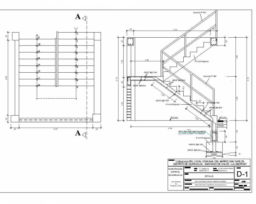 Commercial building stair plan and section autocad file