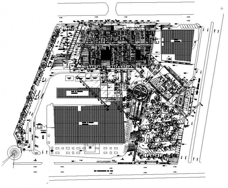 Commercial building structure and area detail 2d view CAD block layout autocad file