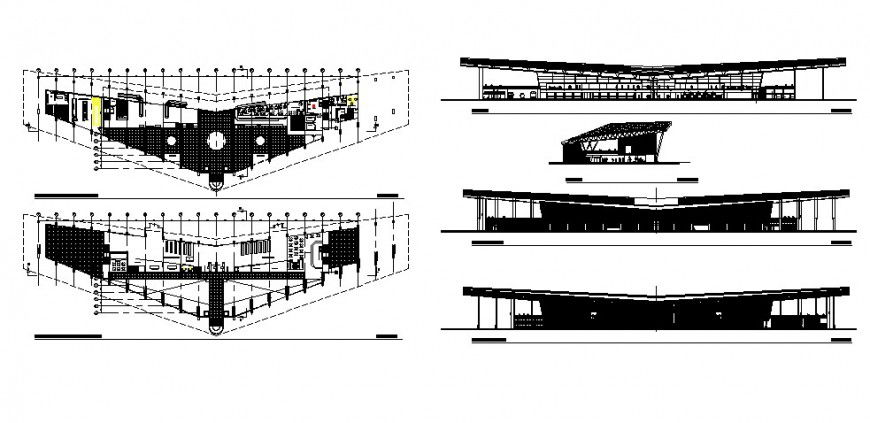 Commercial building units drawing plan and elevation autocad file