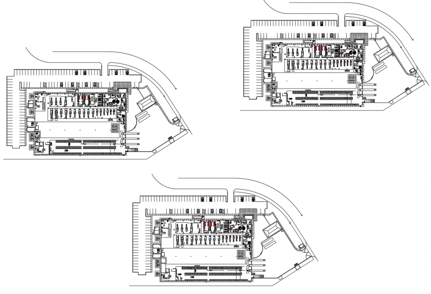 Commercial building with gym floor plan cad drawing details dwg file