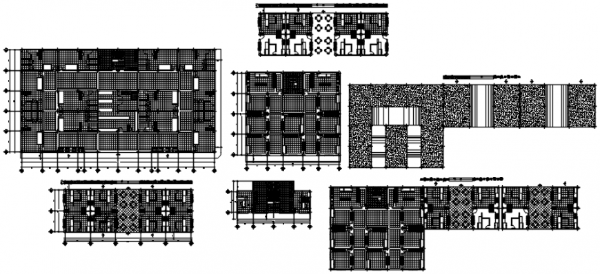 Commercial center all sided elevation and section cad drawing details dwg file