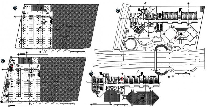 Commercial center building 2d view floor plan autocad software file