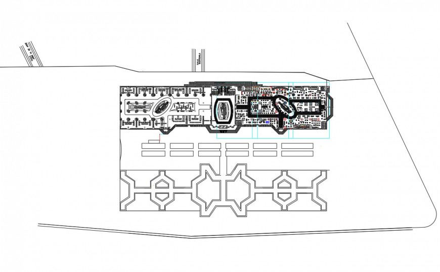 Commercial center with shopping complex distribution plan cad drawing details dwg file