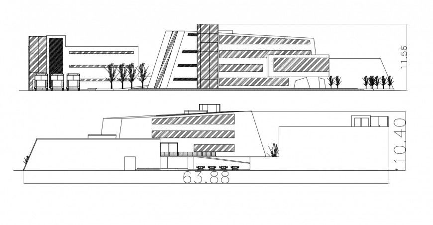 Commercial centre back elevation autocad software