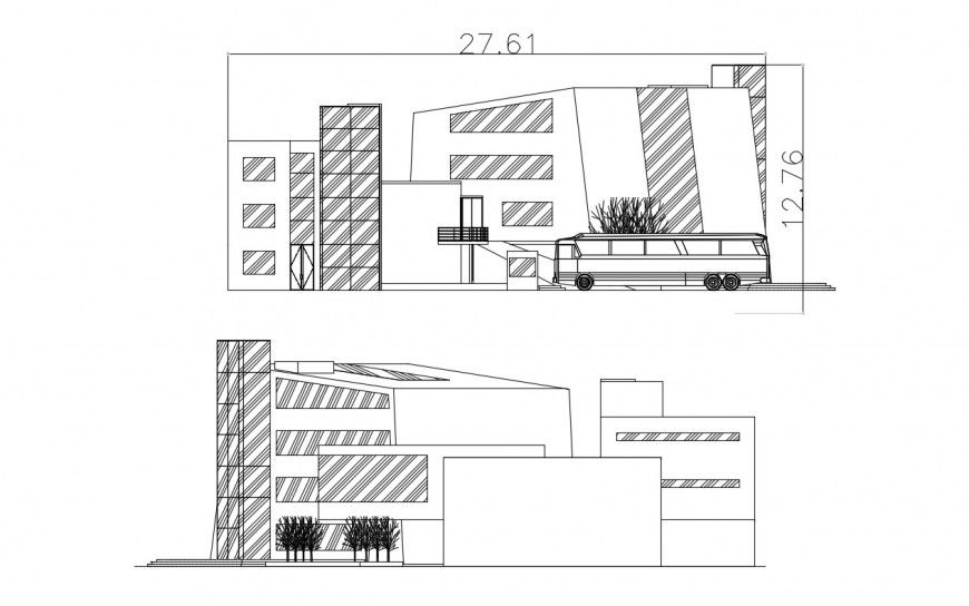 Commercial centre exterior elevation autocad software