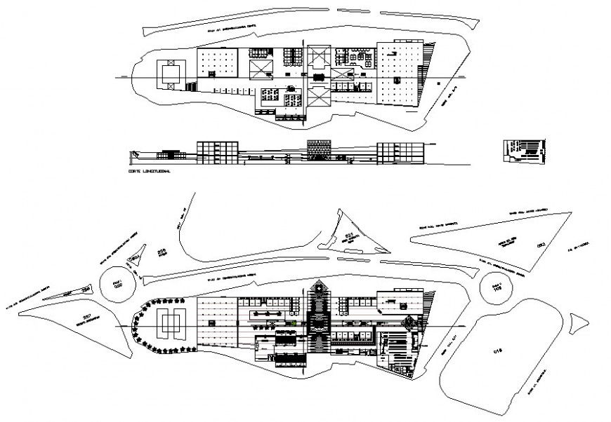 Commercial centre floor plan and elevation in autocade file