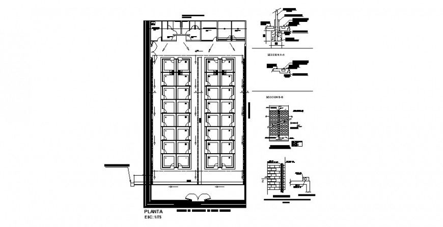 Commercial community center plan and construction cad drawing details dwg file