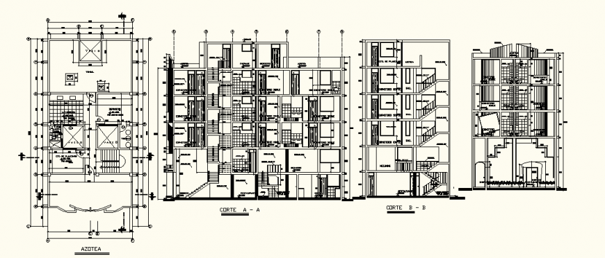 Commercial hotel project elevation detail layout in dwg AutoCAD file.