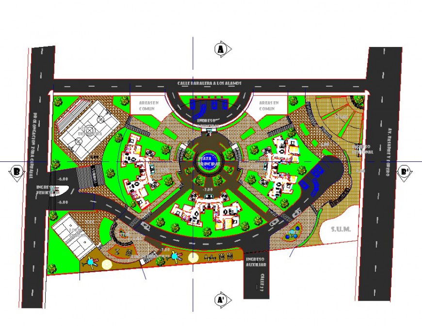 Commercial landscaping building planning autocad file