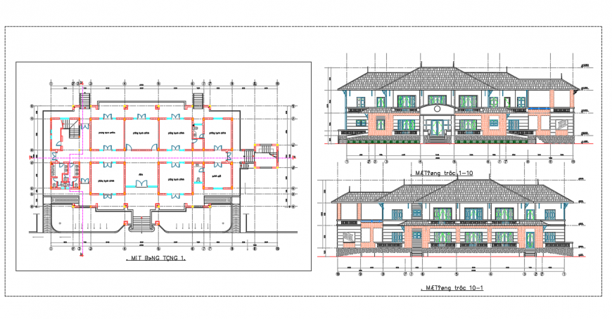 Commercial office Lay-out & section elevation design
