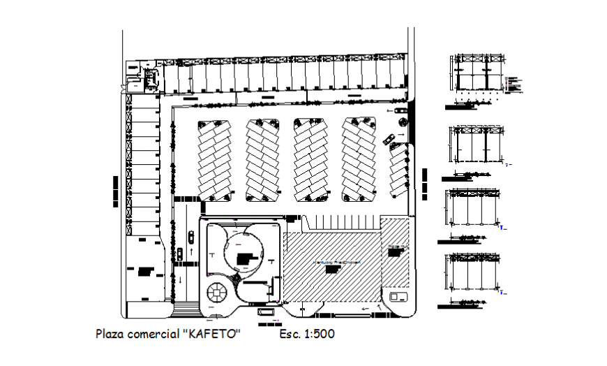 Commercial plaza layout plan and auto-cad details dwg file