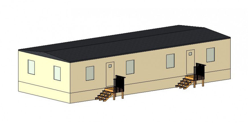 Commercial School building 3 d plan detail dwg file