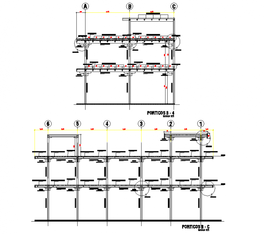 Commercial unit detail elevation and plan dwg file