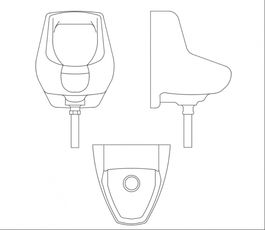 Commercial urinal tubs cad block design dwg file