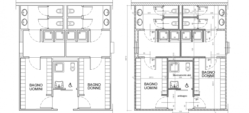 Common-washroom plan with a detail dwg file.