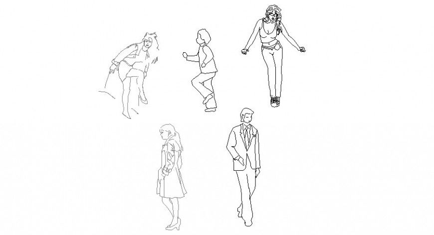 Common 2d people elevation blocks cad drawing details dwg file