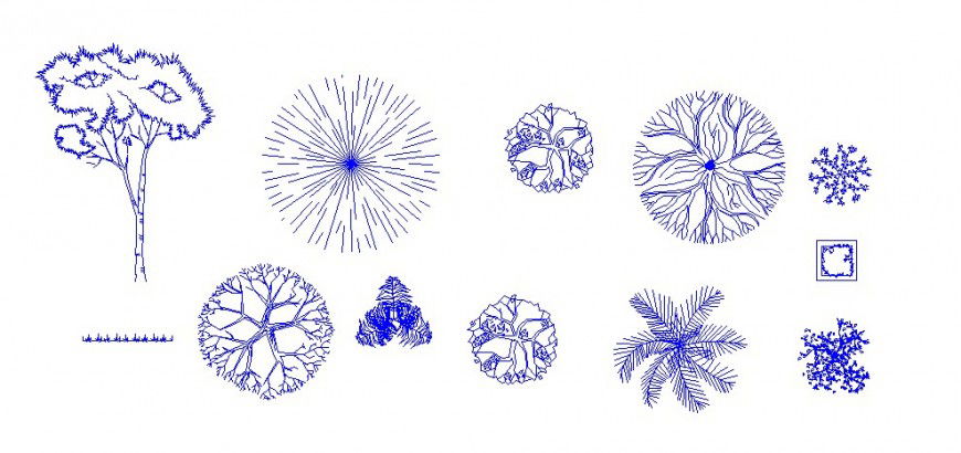 Common 2d tree and plant elevation blocks drawing details dwg file