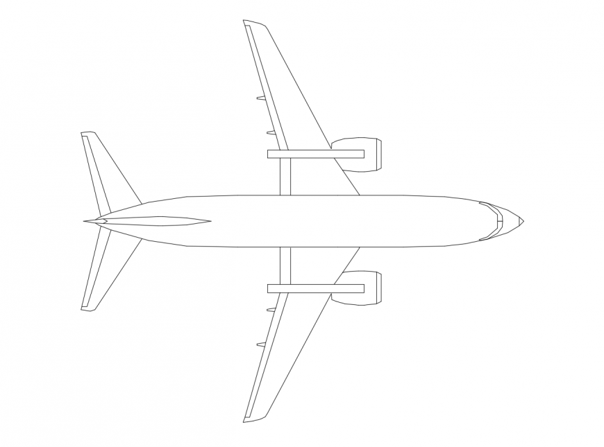 Common airplane top view elevation block cad drawing details dwg file