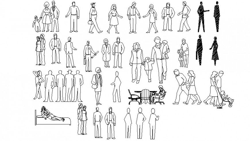 Common and creative people elevation blocks drawing details dwg file