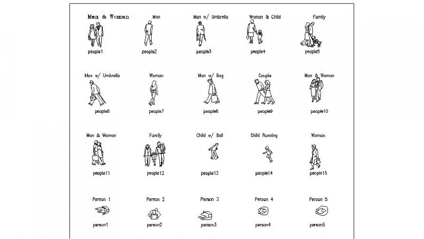 Common and office people 2d blocks cad drawing details dwg file