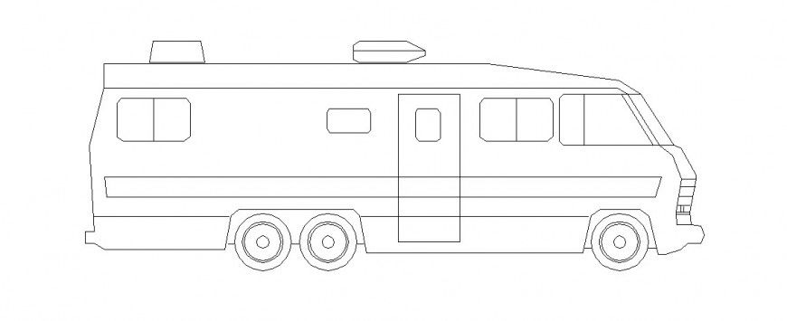 Common bus side elevation block cad drawing details dwg file
