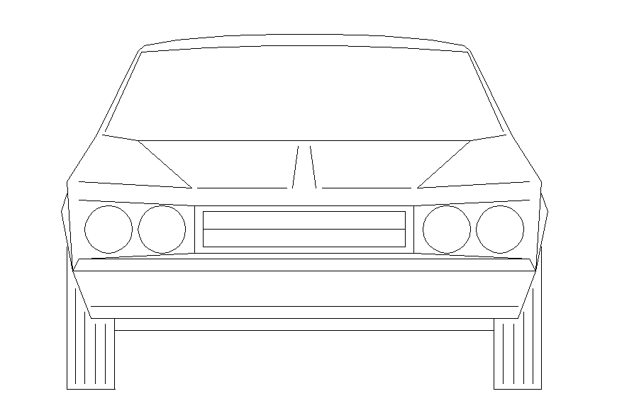 Common car front elevation block cad drawing details dwg file