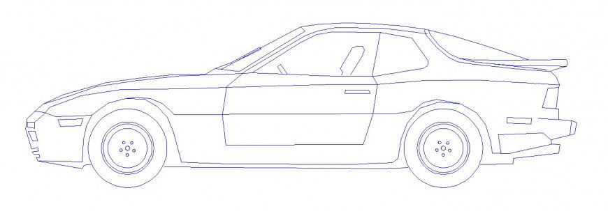 Common car side elevation block cad drawing details dwg file