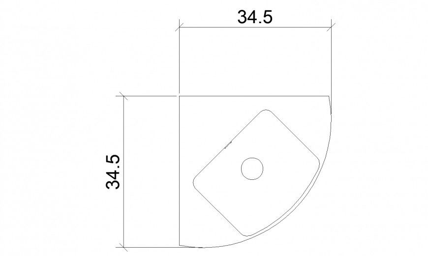 Common corner sink top view elevation cad block details dwg file