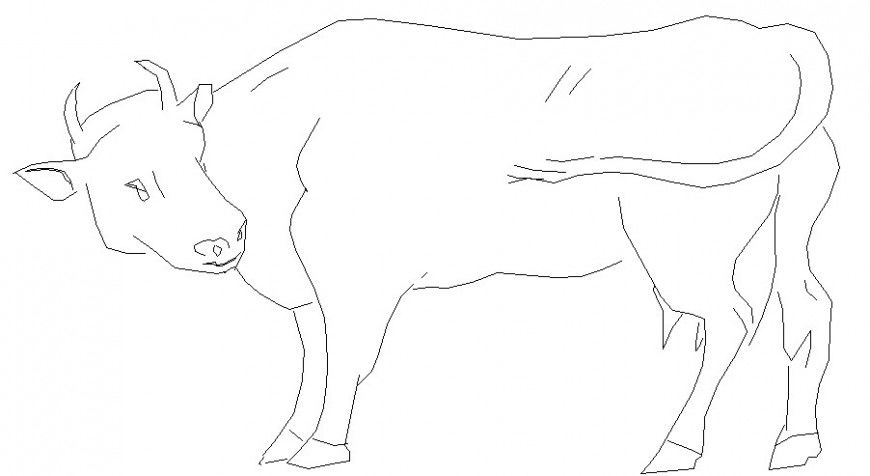Common cow side elevation 2d block cad drawing details dwg file