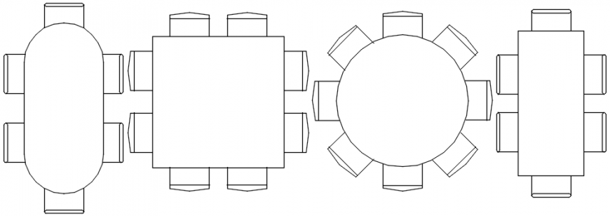 Common dining tables top view elevation blocks drawing details dwg file