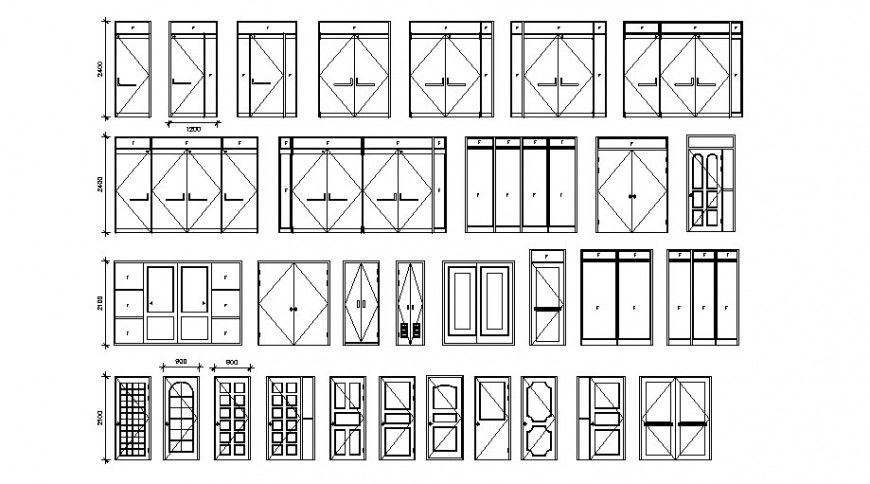 Common double and single door blocks cad drawing details dwg file