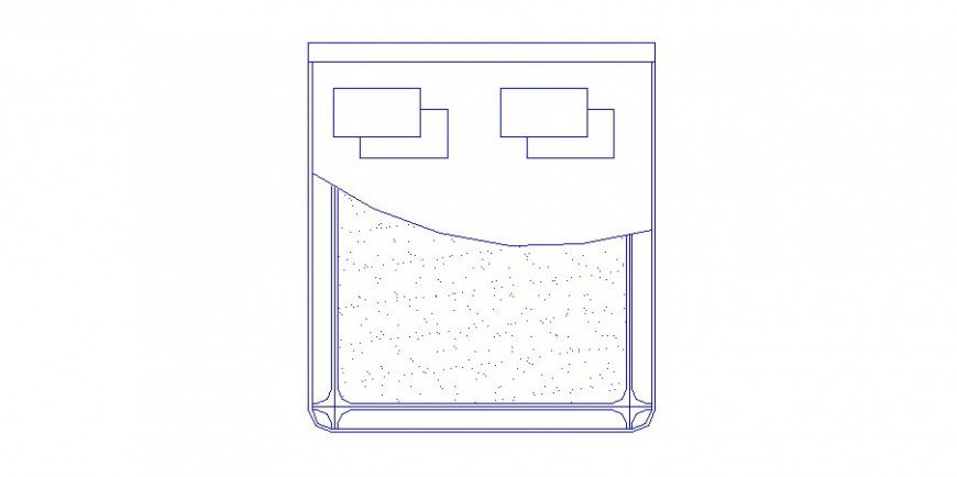 Common double bed top view elevation cad block details dwg file
