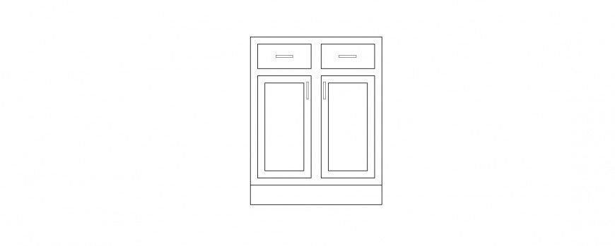 Common double door elevation block cad drawing details dwg file
