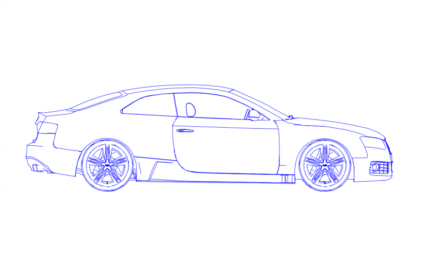 Common family car side elevation block drawing details dwg file