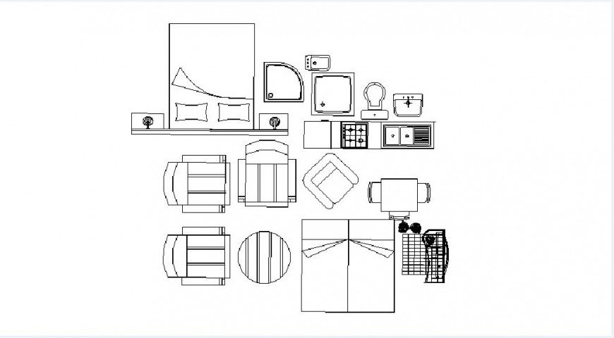 Common furniture elevation 2d blocks cad drawing details dwg file