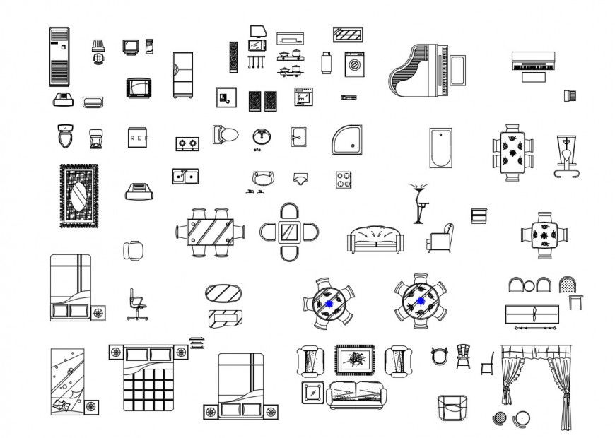 Common furniture elevation blocks cad drawing details dwg file